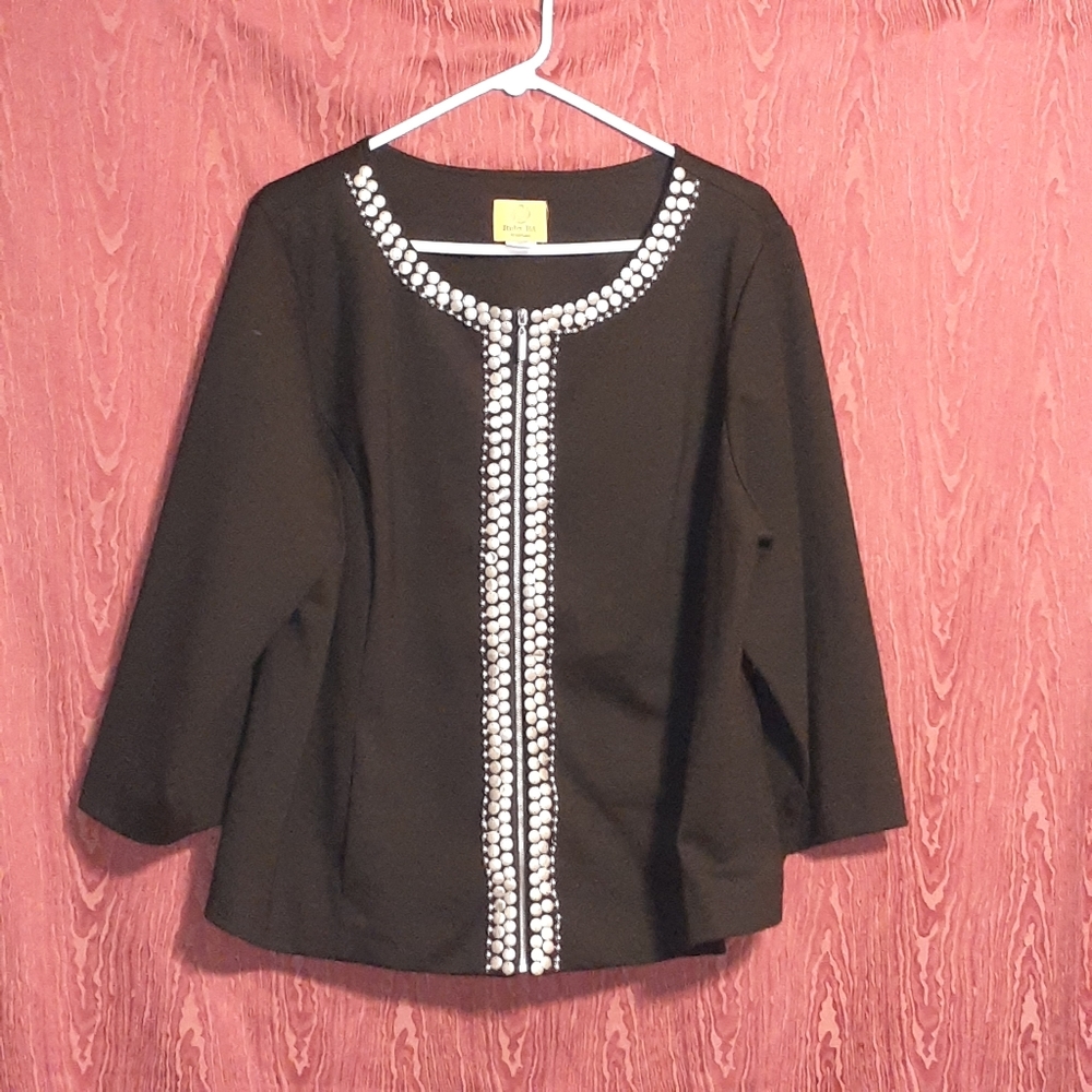 RUBY RD. WOMAN BLACK WITH SILVER TONE HARDWARE WOMEN'S BLOUSE SIZE 18W